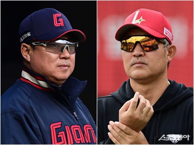 롯데 김태형 감독(왼쪽)과 SSG 이숭용 감독은 25일 인천 경기에서 단축된 연장전을 처음 치러본 뒤 만족스러운 반응을 보였다.&nbsp;스포츠동아DB