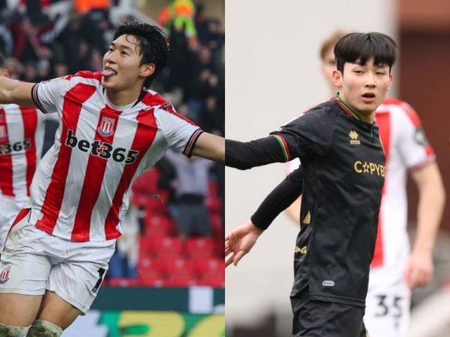 스토크시티 배준호(왼쪽)와 QPR 양민혁이 30일(한국시간) 베트365스타디움에서 열린 맞대결에서 나란히 골을 터트렸다. 스토크시티가 3-1로 이겼다. 사진출처｜스토크시티 SNS·QPR 홈페이지