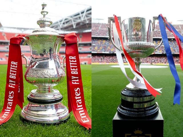 최근 잉글랜드는 팀들의 전력이 상향평준화한 반면, 스페인은 아직 FC바르셀로나와 레알 마드리드의 양강체제가 유지되고 있다. 사진은 두 국가의 최상위 컵대회인 FA컵 트로피(왼쪽)와 코파 델 레이 트로피. 사진출처｜잉글랜드축구협회, FC바르셀로나 홈페이지