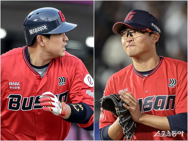 롯데 주전 포수 유강남(왼쪽)과 에이스 박세웅 배터리가 5일 사직 두산전에서 7이닝 9탈삼진 무실점을 합작했다. 유강남은 이날 결승 선제 솔로포로 팀의 6-1 승리를 이끌었다. 사진제공｜롯데 자이언츠