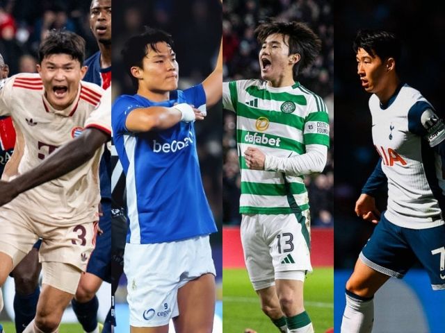 바이에른 뮌헨 김민재, 헹크 오현규, 셀틱 양현준은 모두 올 시즌 리그 우승에 가까워졌으나, 토트넘 손흥민(왼쪽부터)은 리그에서 고전하고 있다. 그 대신 유일하게 생존한 컵 대회인 UEL에 사활을 건다. 사진출처｜바이에른 뮌헨·헹크·셀틱·토트넘 SNS