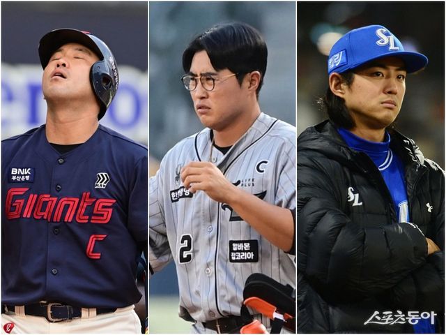 주장들의 시즌 초반 타격 부진이 심상치 않다. 롯데 전준우, 한화 채은성, 삼성 구자욱(왼쪽부터)은 3월보다 4월의 타격 사이클이 더욱 떨어지며 타율 2할의 문턱을 넘기는 것마저 힘겨워하고 있다. 스포츠동아DB