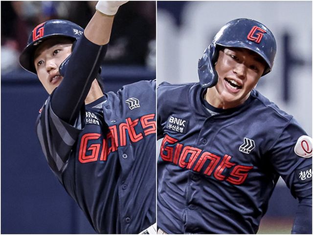 투구에 얼굴 부위를 맞고 쓰러졌던 롯데 유격수 전민재(왼쪽)가 큰 부상을 피했다. 그가 회복하는 동안 공백을 메우고 있는 이호준이 기회를 잡을지 관심이 쏠린다. 사진제공｜롯데 자이언츠