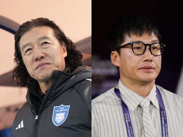 울산과 광주가 2일 오후 7시30분 울산문수경기장에서 열릴 ‘하나은행 K리그1 2025’ 11라운드에서 맞붙는다. 울산 김판곤 감독(왼쪽)과 광주 이정효 감독. 사진제공｜한국프로축구연맹