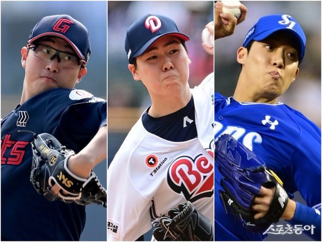 롯데 박세웅, 두산 최승용, 삼성 원태인(왼쪽부터)이 등판하면 팀에는 승리의 기운이 감돈다. 이들 3명이 등판했을 때 팀 승률도 모두 80% 이상으로 높다. 스포츠동아DB