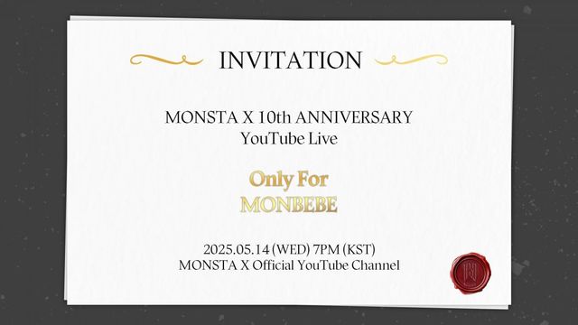몬스타엑스 데뷔 10주년 유튜브 라이브 초대장. 사진제공ㅣ스타쉽