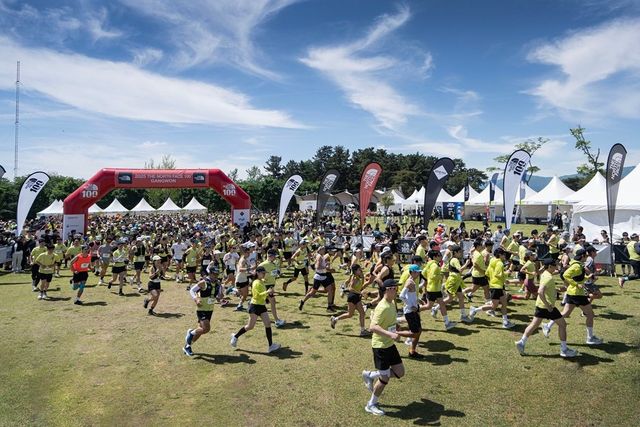 글로벌 트레일러닝 대회 ‘2025 TNF 100 강원’ 11km 레이스 참가자들이 출발하고 있다.