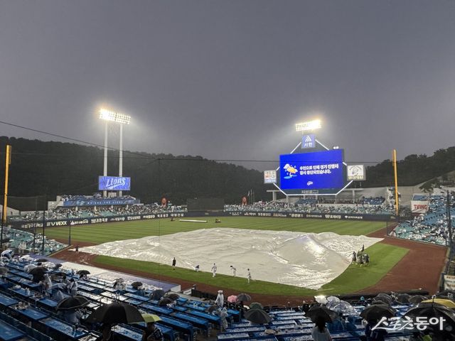 28일 대구삼성라이온즈파크에서 열릴 예정이던 롯데-삼성전이 비로 취소됐다. 대구｜강산 기자 posterboy@donga.com