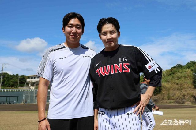 개막 이후 처음으로 선두에서 내려온 LG가 대구 원정에서 1위를 되찾을지 관심이 쏠린다. LG는 토종 원투펀치인 손주영(왼쪽), 임찬규를 앞세워 반등의 발판을 마련하겠다는 의지다. 사진제공｜LG 트윈스