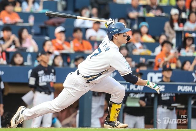 NC 김주원은 13일 창원 NC전부터 팀의 리드오프로 나서고 있다. 출루와 주루 능력을 앞세워 공격의 첨병을 맡아야 한다. 사진제공｜NC 다이노스