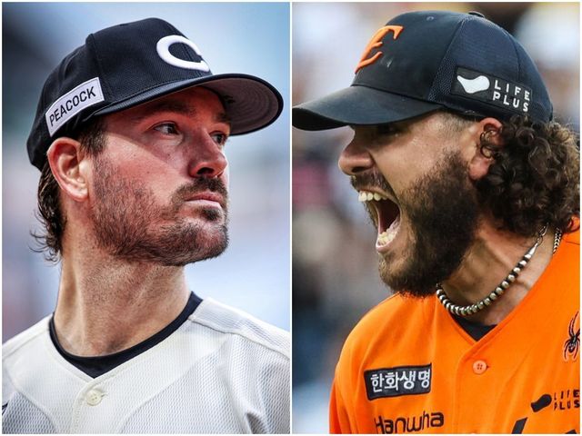 SSG 외국인투수 드류 앤더슨(왼쪽)이 15일 인천SSG랜더스필드에서 열린 롯데와 홈경기에 선발등판해 7이닝 무실점 역투로 평균자책점을 2.09로 낮추며 이 부문 1위를 차지했다. 트리플 크라운을 노리는 한화 코디 폰세에게는 강력한 라이벌이 나타난 셈이다. 사진제공｜SSG 랜더스·한화 이글스