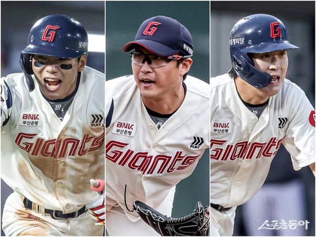 부상 악령이 드리웠던 롯데에도 천군만마가 곧 돌아온다. 에이스 박세웅(가운데)이 17일 사직 한화전을 앞두고 1군 훈련에 합류했고, 장두성(왼쪽)과 나승엽도 이날 퓨처스팀에서 훈련을 시작했다. 사진제공｜롯데 자이언츠