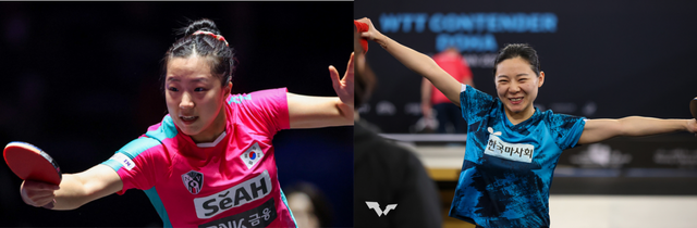 신유빈(왼쪽)은 지난해 말 기존 여자복식 파트너 전지희가 은퇴했지만 새 파트너들과 꾸준히 성적을 내고 있다. 유한나에 이어 21일(한국시간) WTT 스타 컨텐더 류블랴나 대회에선 최효주(오른쪽)와 은메달을 따내며 꾸준히 성적을 내고 있다. 사진출처│WTT