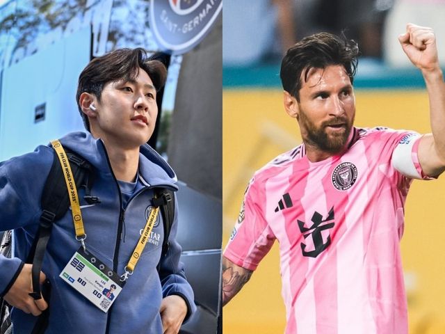 PSG와 인터 마이애미가 30일(한국시간) 열리는 클럽월드컵 16강에서 맞붙는다. 이강인(왼쪽)과 리오넬 메시의 맞대결이 성사될지도 관심사다. 사진출처｜PSG·인터 마이애미 페이스북