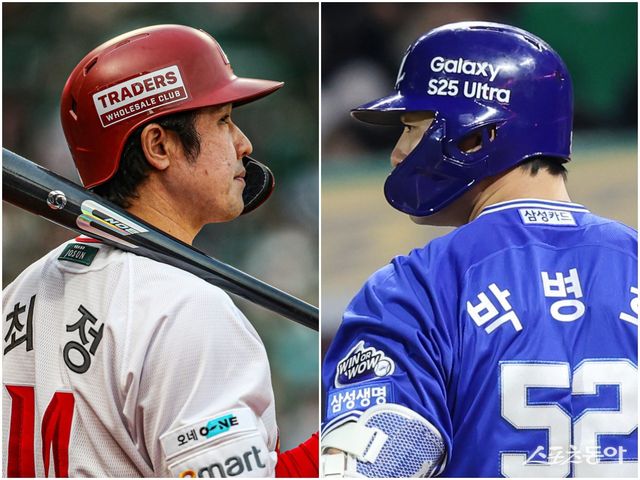 KBO리그를 대표하는 홈런타자 SSG 최정(왼쪽)과 삼성 박병호가 다시 날아오를 채비를 마쳤다. 둘이 10년 연속 20홈런을 비롯한 각종 홈런 기록을 얼마나 더 많이 세울지 주목된다. 사진제공｜SSG 랜더스·삼성 라이온즈