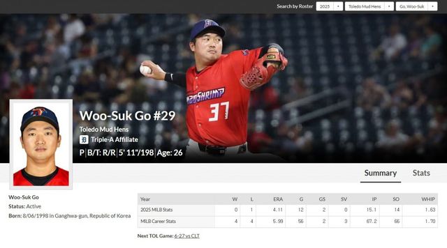 고우석. 사진=톨레도 머드 헨스 공식 홈페이지 캡처