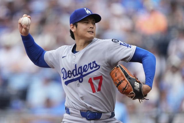 다저스 오타니는 29일(한국시간) 열린 캔자스시티전에서 올해 첫 2이닝 투구에 나서 무실점으로 활약했다. 캔자스시티(미&nbsp;미주리주)｜AP뉴시스