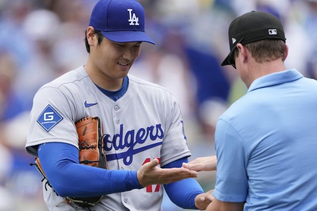 다저스 오타니는 29일(한국시간) 열린 캔자스시티전에서 올해 첫 2이닝 투구에 나서 무실점으로 활약했다. 캔자스시티(미&nbsp;미주리주)｜AP뉴시스