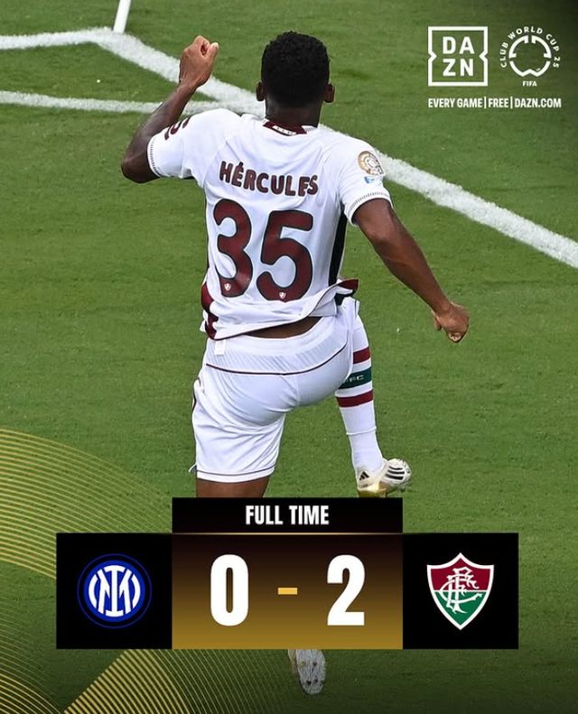 플루미넨시는 1일(한국시간) 미국 노스캐롤라이나주 샬럿의 뱅크오브아메리카스타디움에서 벌어진 인터 밀란과 대회 16강전에서 2-0으로 이겼다. 1-0으로 앞선 후반 추가시간 쐐기골을 보탠 뒤 기뻐하는 에르쿨레스. 사진출처│ 클럽월드컵 공식 인스타그램