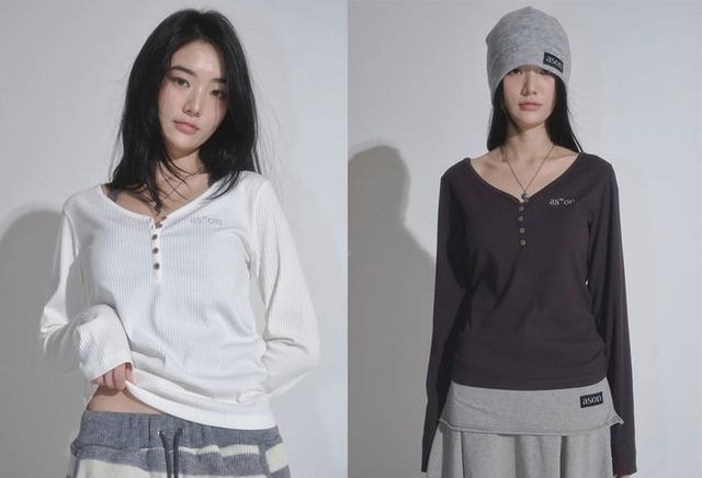 덜 걸치는 ‘멋’… ‘헨리넥 티셔츠’ 하나면 충분. 사진제공 | 무신사