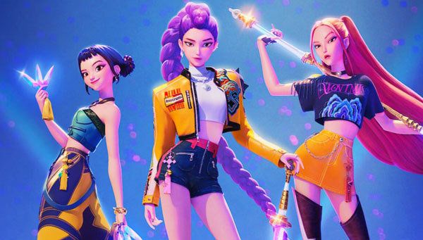 전 세계적 열풍에 휩싸인 넷플릭스 애니메이션 ‘케이팝 데몬 헌터스’의 8개 수록곡이 빌보드 핫100에 ‘무더기 차트인’하는 대이변을 연출 중이다. 8곡 가운데 헌트릭스(사진)의 시그니처 송 ‘골든’(Golden)은 ‘톱 10 진입’에도 성공하며 명실상부한 글로벌 메가 히트곡 반열에 올랐음을 입증해 보였다. 사진제공|넷플릭스