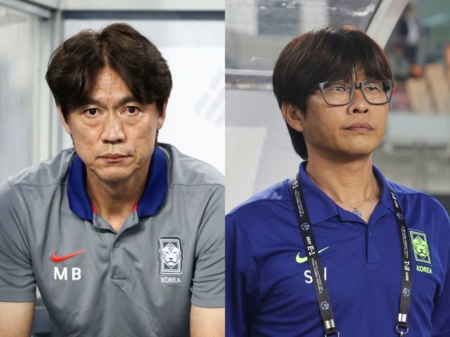 E-1 챔피언십에서 남자대표팀 홍명보 감독(왼쪽)과 여자대표팀 신상우 감독 모두 스리백을 주력 전술로 꺼내들었다. 사진제공｜대한축구협회