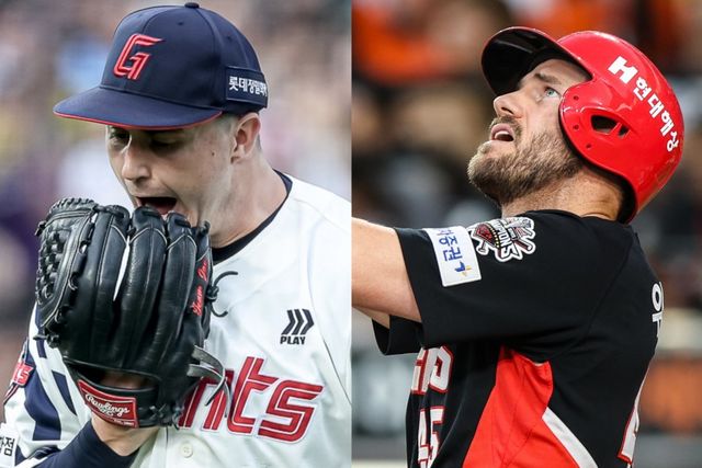 롯데는 데이비슨(왼쪽)의 기복 있는 투구, KIA는 위즈덤의 장타력 부재로 고민이 많다. 사진제공｜롯데 자이언츠, KIA 타이거즈