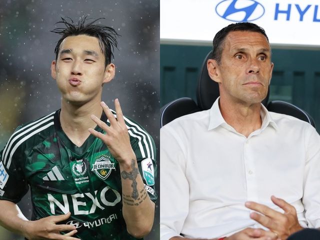 전북 송민규(왼쪽)는 거스 포옛 감독의 수비를 우선시하는&nbsp;축구를 충실히 따르고 있다. 그는 공격수 포지션임에도 왕성한 수비 가담으로 팀 전체에 기여한다. 사진제공｜한국프로축구연맹