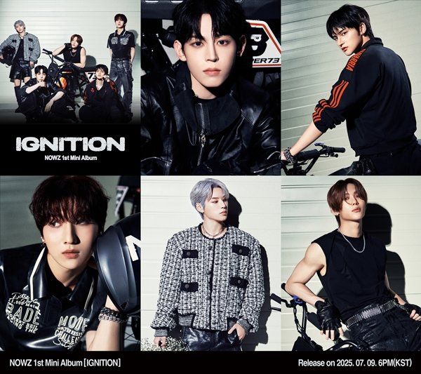 큐브엔터테인먼트 신인 보이그룹 NOWZ가 첫 미니 앨범 ‘IGNITION’의 두 번째 콘셉트 포토를 공개하며 강렬하고 스포티한 바이크룩으로 새로운 매력을 선보였다.&nbsp;사진제공|큐브엔터테인먼트