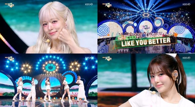 프로미스나인이 신곡 ‘LIKE YOU BETTER’로 뮤직뱅크 1위를 차지하며 서머퀸 저력을 입증했다. 상큼한 퍼포먼스와 진솔한 감성이 담긴 앨범으로 글로벌 인기를 얻고 있다. 사진제공|KBS2 ‘뮤직뱅크’ 방송화면