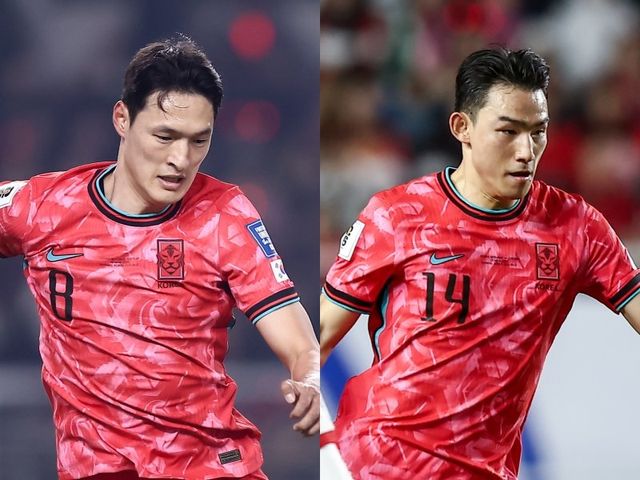 홍명보 축구국가대표팀 감독이 중동파를 직접 챙긴다. UAE 아부다비 출장을 떠나 이번 주말 새 시즌을 시작할 박용우(왼쪽), 조유민 등이 점검 대상이다. 사진제공｜대한축구협회