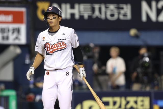 두산 김민석은 14일 잠실 NC와 홈경기에서 9번타자 좌익수로 선발출전했다. 결승 희생플라이를 포함해 3타수 2안타 2타점으로 팀 승리를 이끌었다. 사진제공｜두산 베어스