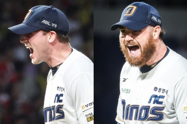 NC는 후반기 외국인 원투펀치 라일리(왼쪽)와 로건을 4일 턴으로 내보낼 계획이다. 선발진 운영의 변수를 줄여 승리 확률을 높여보려고 한다. 사진제공｜NC 다이노스