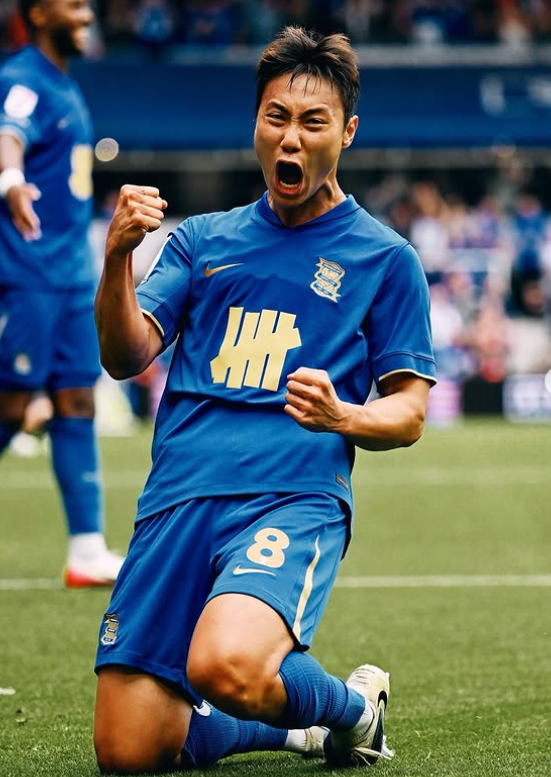 백승호가 24일(한국시간) 영국 세인트앤드류스 스타디움에서 벌어진 옥스퍼드와 2025~2026시즌 EFL 3라운드 홈경기에 선발출전해 전반 40분 결승골을 터트린 뒤 포효하고 있다. 풀타임을 소화하며 중원을 장악한 덕분에 &nbsp;팀도 1-0으로 이겼다. 사진출처│버밍엄 시티 인스타그램