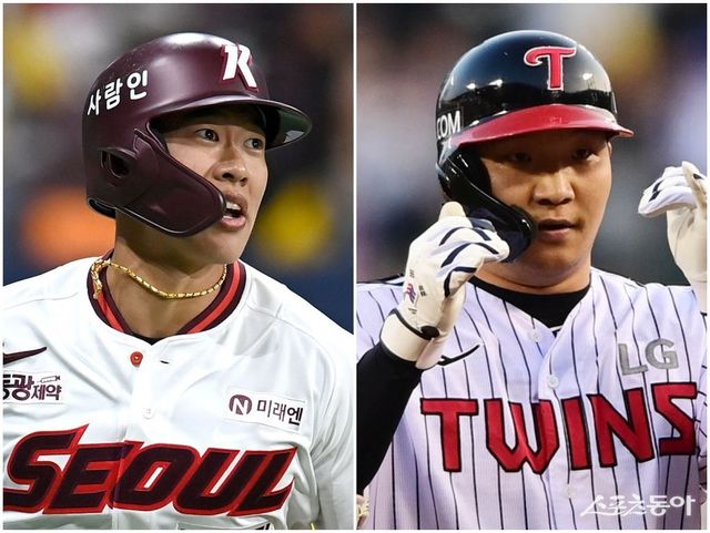 올 시즌 3루수 경쟁이 키움 송성문(왼쪽)과 LG 문보경의 양강 구도로 좁혀진 가운데 이들 2명을 위협할 선수가 나타날지 관심이 집중된다. 스포츠동아DB