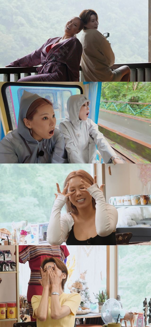 넷플릭스 장도바리바리에서 장도연과 가비가 대만 사우나 데이트 중 ‘솔로지옥’ 패러디로 폭소를 안겼다. 이들의 마지막 여정에서는 열차 투어·먹방·진솔 토크까지 이어지며 웃음과 감동을 동시에 선사했다. 사진제공|NETFLIX