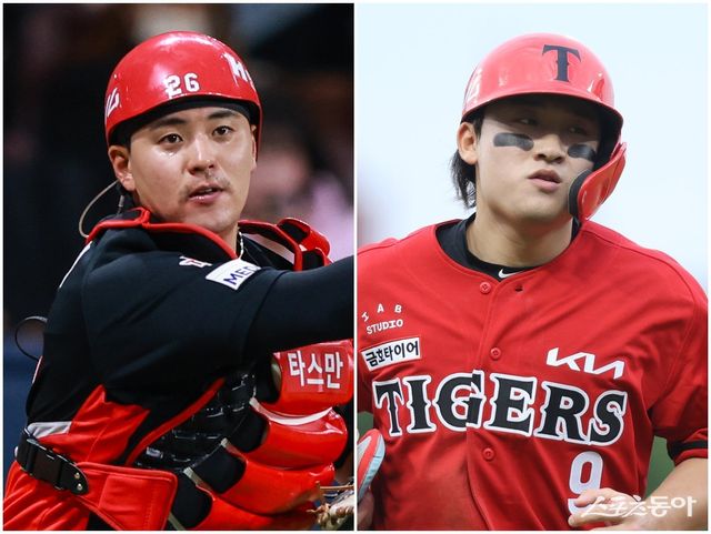 이범호 KIA 감독이 31일 수원 KT전을 앞두고 9월 확대 엔트리로 콜업할 전력들을 일부 공개했다. 포수 한승택(왼쪽)과 내야수 윤도현이 9월부터 1군에 힘을 보탤 예정이다. 사진제공｜KIA 타이거즈