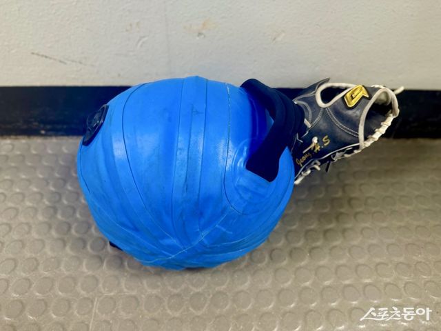 롯데 정현수가 스포츠동아와 인터뷰 도중 보여준 워터볼. 김현세 기자 kkachi@donga.com