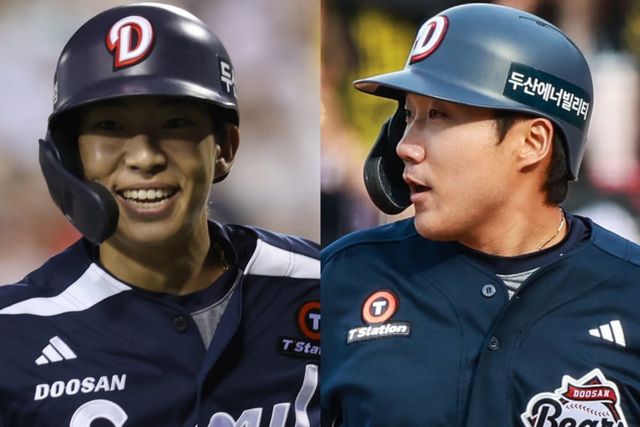 두산은 외야 공백을 트레이드 이적생 김민석(왼쪽)과 추재현으로 메워보려 한다. 이들에게는 새로운 기회가 될 전망이다. 사진제공｜두산 베어스