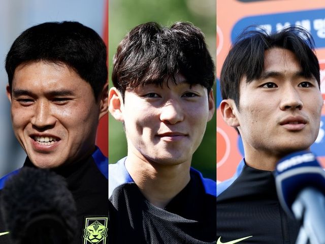 축구국가대표팀 윙어 경쟁이 치열하다. 공격형 미드필더와 측면 공격 모두를 책임질 수 있는 이동경, 유려한 드리블이 강점인 배준호, 미국 무대에 익숙한 정상빈(왼쪽부터)이 주전 경쟁에 가담했다. 사진제공｜대한축구협회