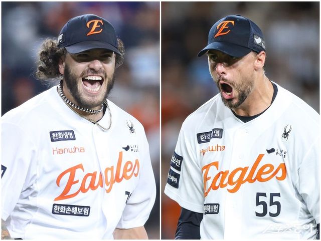 한화의 외국인 원투펀치 코디 폰세(왼쪽)와 라이언 와이스가 나란히 15승을 달성했다. 한화의 외국인투수들이 15승씩 올린 건 이번이 처음이다. 사진제공｜한화 이글스