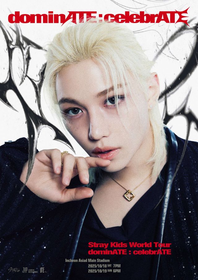 스트레이 키즈가 데뷔 7년 만에 국내 스타디움에 입성한다. 다음달 18~19일 인천아시아드주경기장에서 열리는 월드투어 피날레 ‘＜dominATE : celebrATE＞’ 공연 티켓은 12일 팬클럽 선예매를 시작으로 16일 일반 예매가 진행된다. 사진제공|JYP엔터테인먼트