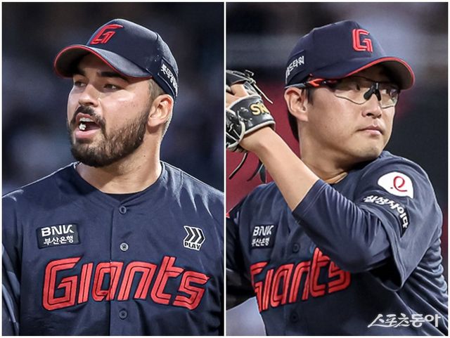 롯데가 포스트시즌에 진출하기 위해선 원투펀치 알렉 감보아(왼쪽)와 박세웅의 활약이 절실하다. 사진제공｜롯데 자이언츠