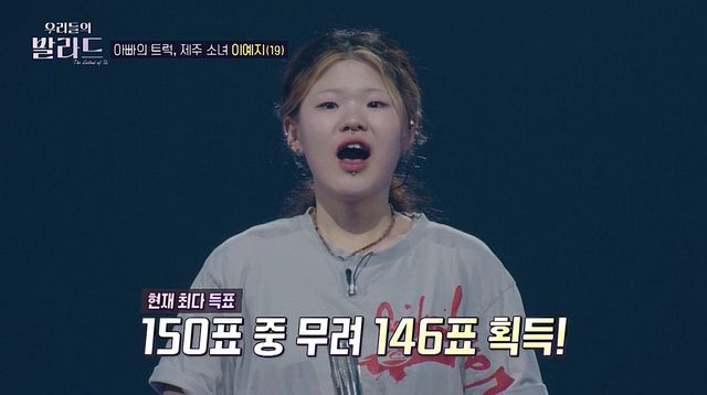 ‘우리들의 발라드’ 첫 방송에서 최다 득표를 얻은 19세 소녀 이예지 사진|SBS 캡처