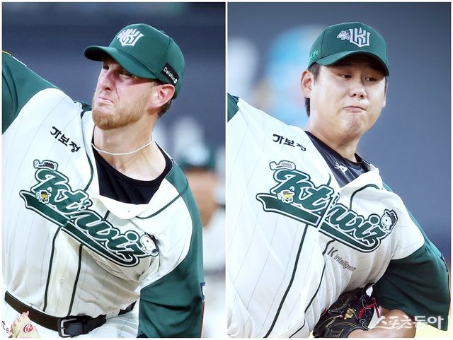 순위 싸움에 중요한 일정들을 앞둔 KT가 선발진에 생긴 변수를 이겨낼 수 있을지 주목된다. 4일 수원 LG전에선 무릎 불편 증세로 등판을 한 차례 건너뛴 패트릭 머피(왼쪽)의 대체 선발로 나선 문용익마저 오른손 중지 불편 증세로 투구 도중 교체됐다. 사진제공｜KT 위즈