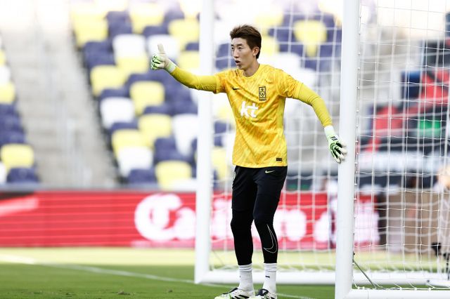 조현우가 10일(한국시간) 미국 테네시주 내슈빌의 지오디스파크에서 열릴 멕시코와 친선전을 하루 앞두고 훈련하고 있다. 사진제공｜대한축구협회