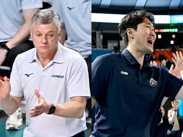 대한항공과 삼성화재는 1일 오후 2시 인천 계양체육관에서 열리는 ‘진에어 2025~2026 V리그’ 남자부 4라운드 경기에서 격돌한다. 대한항공 헤난 달 조토 감독(왼쪽)과 삼성화재 고준용 감독대행. 사진제공｜KOVO