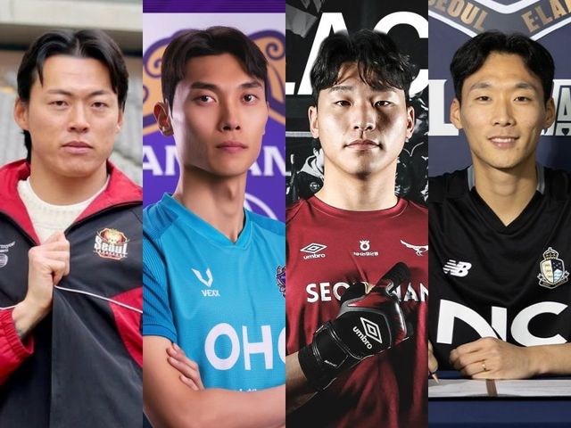 겨울 스토브리그의 가장 큰 특징은 GK 대이동이다. 구성윤, 김정훈, 이광연, 민성준(왼쪽부터) 등이 모두 새 팀을 찾았다. 사진제공｜FC서울·FC안양·성남FC·서울 이랜드