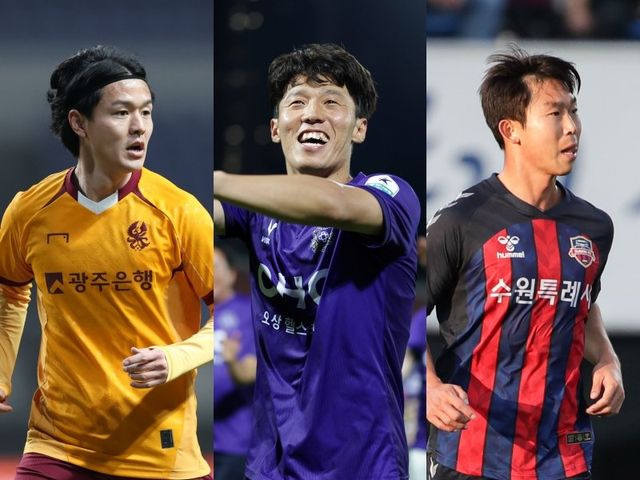 광주, 안양과 각각 재계약을 한 주세종, 김보경, 그리고 수원FC를 떠나 부천으로 이적한 윤빛가람(왼쪽부터) 모두 K리그 구단들이 베테랑들을 신뢰하는 영입 사례다. 사진제공｜한국프로축구연맹