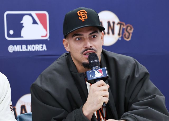 샌프란시스코 자이언츠 윌리 아다메스가 7일 이천 LG 챔피언스파크에서 열린 샌프란시스코 자이언츠 공식 기자회견에서 발언하고 있다. 이천｜뉴시스